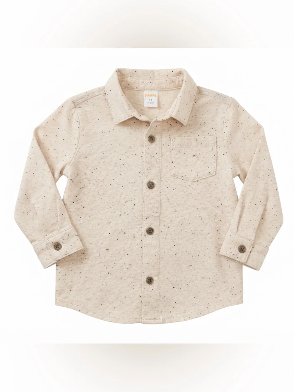 Gymboree Boys Oatmeal Speckled Button-Down Long Sleeve Shirt Size 3T